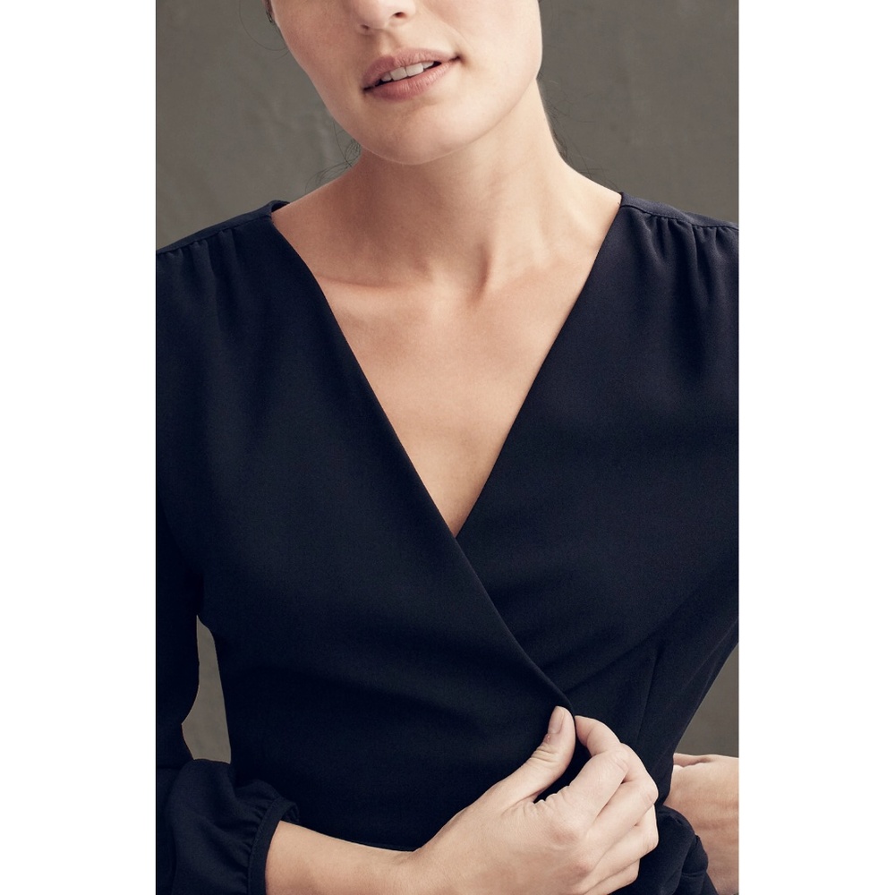 J. Crew Wrap Dress in 365 Crepe - Black, Sz 20 - Picture 4 of 9